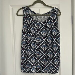 Elegant Blue and Black Patterned Women's Top